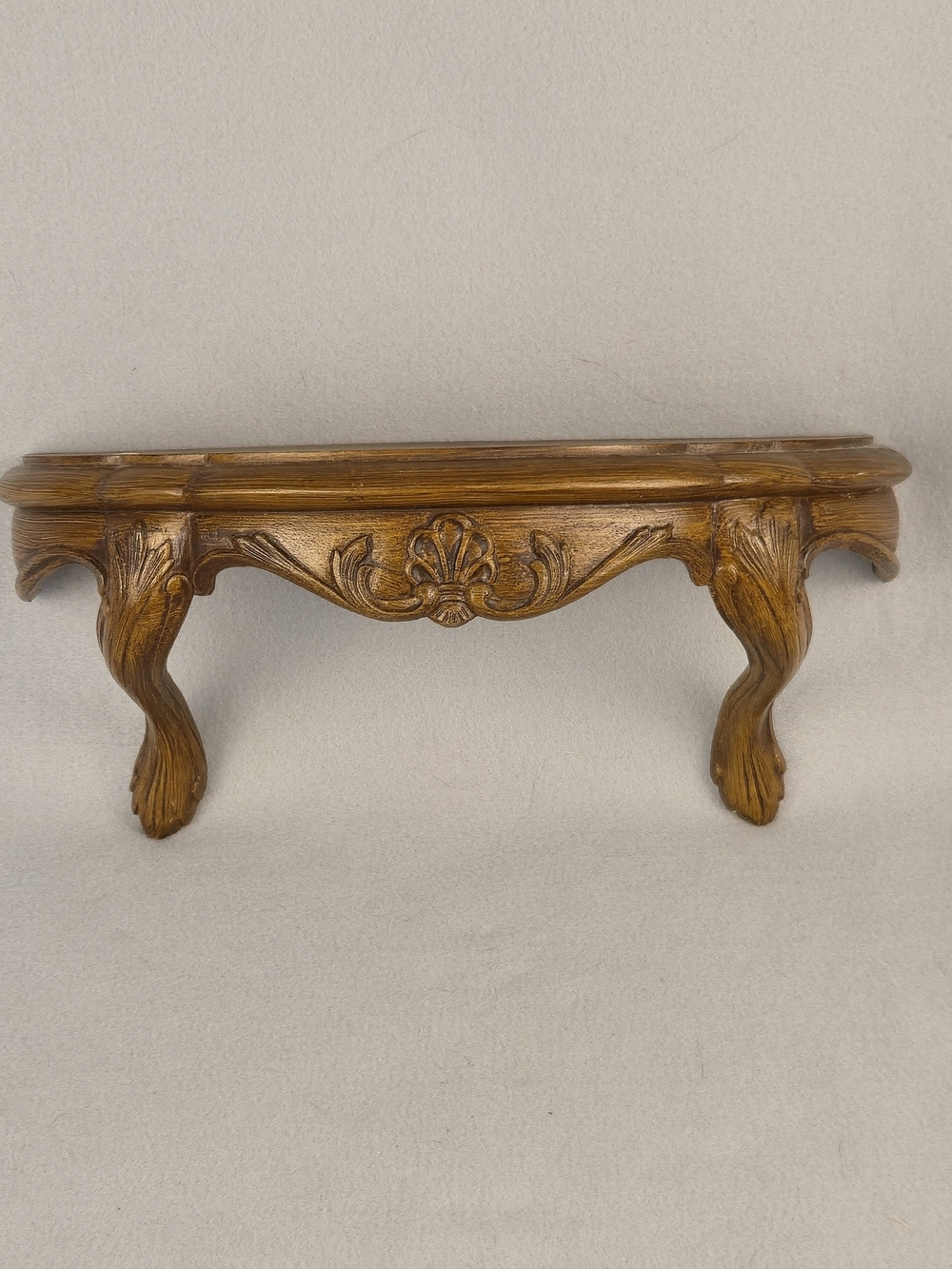 Burwood Vintage 1983 Wall Shelf Demilune Scallop Shell Faux Wood #2625